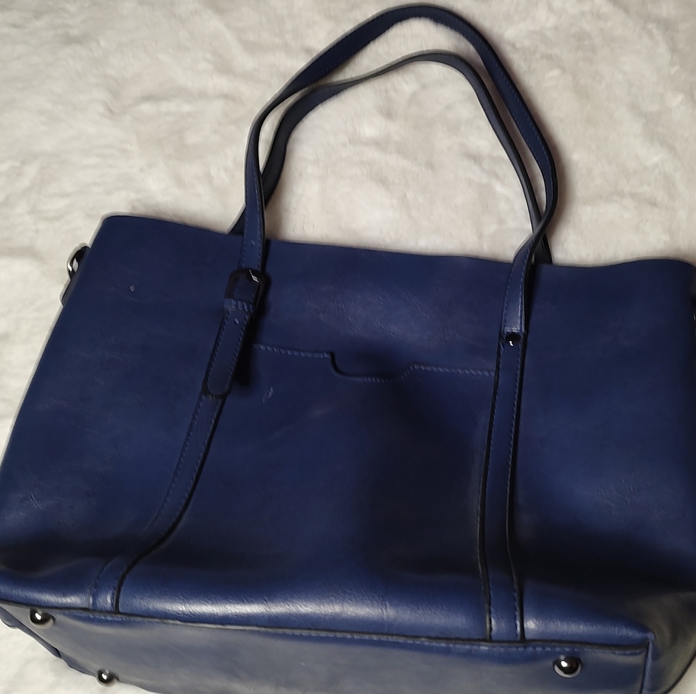 Midnight Blue Faux Leather Tote